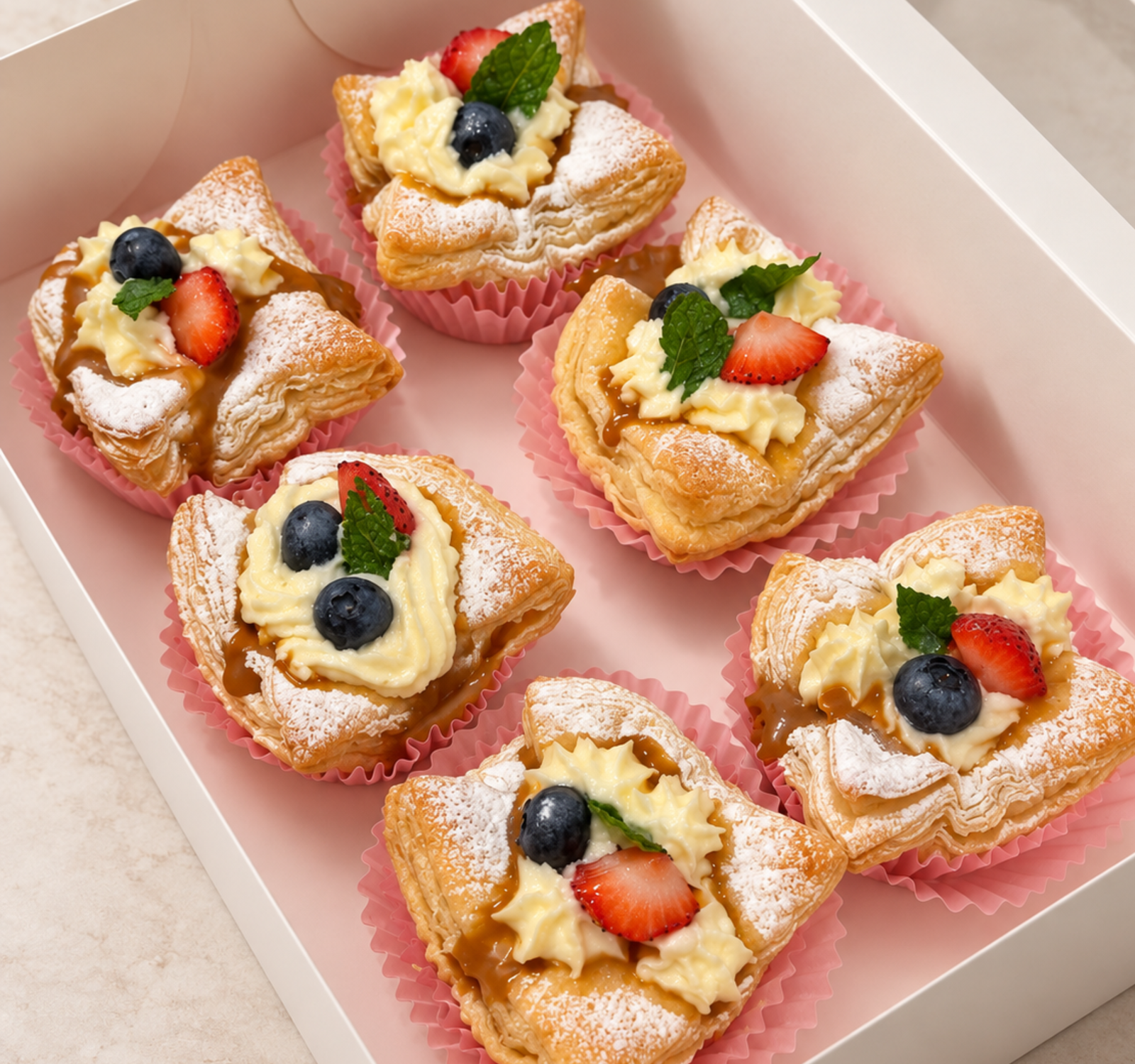 caramel puff pastry cups
